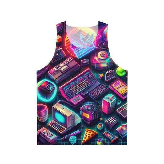 Retro-inspired colorful tech unisex tank top