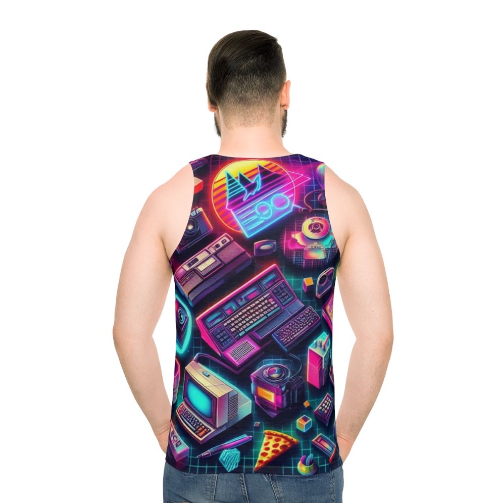 Retro-inspired colorful tech unisex tank top