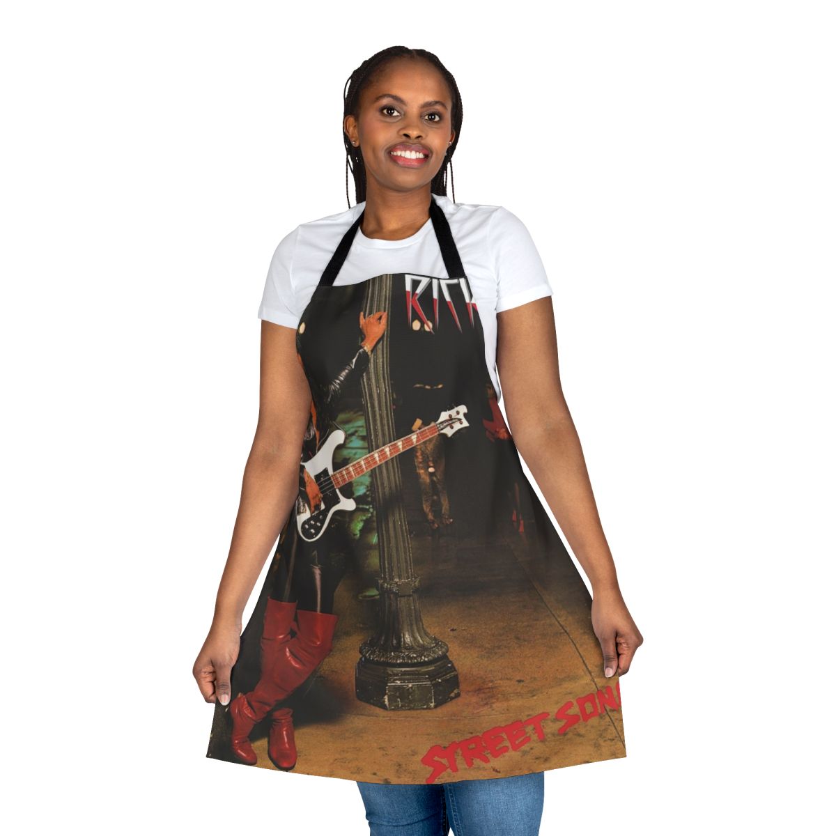 Colorful apron featuring stylized artwork inspired by the music of Rick James