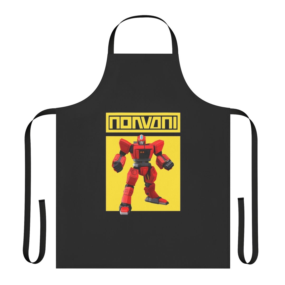 Stylish yellow apron featuring a robot hero graphic design