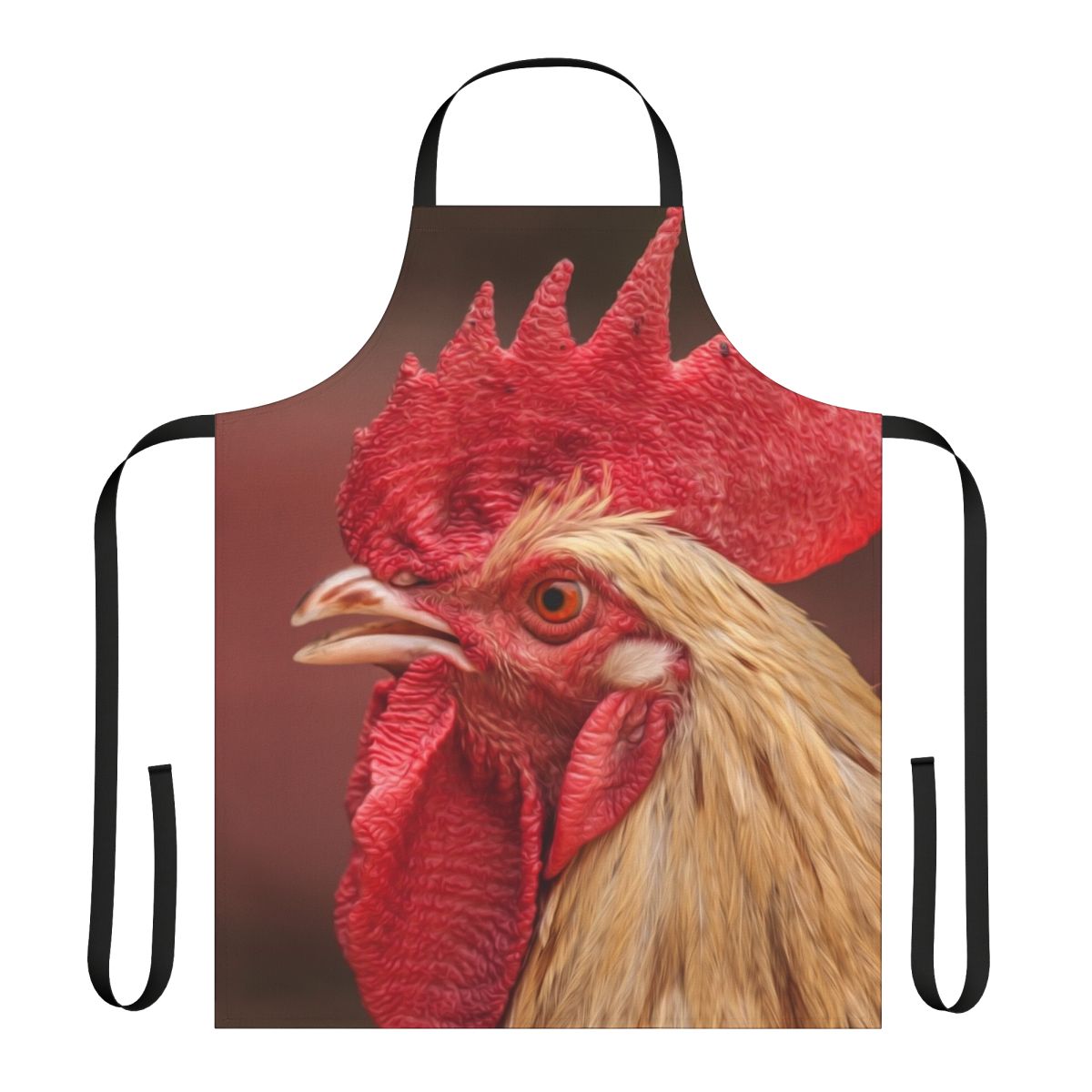 Rooster Chicken Apron with Vibrant Red and Farmhouse Designs