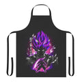 Vibrant rose-inspired anime-style apron with Saiyan and Dragon Ball-inspired design elements