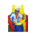 Unisex tank top with vibrant latin music and oil painting design
