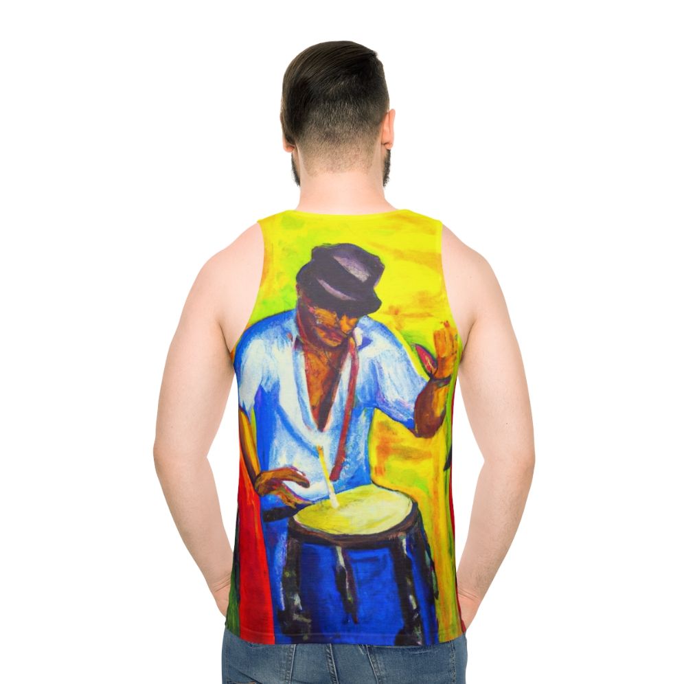 Unisex tank top with vibrant latin music and oil painting design