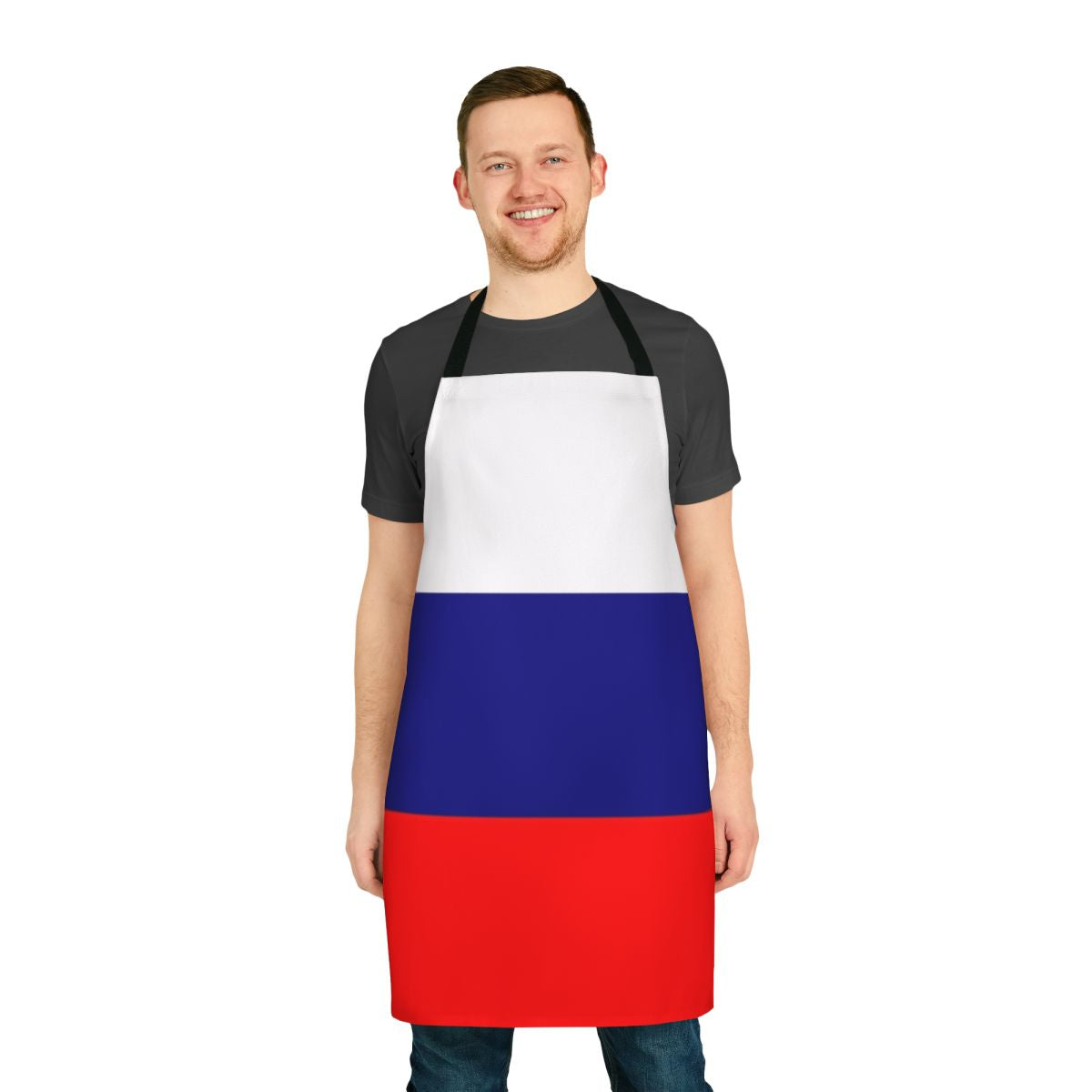 Colorful Russian flag-inspired apron for patriotic display