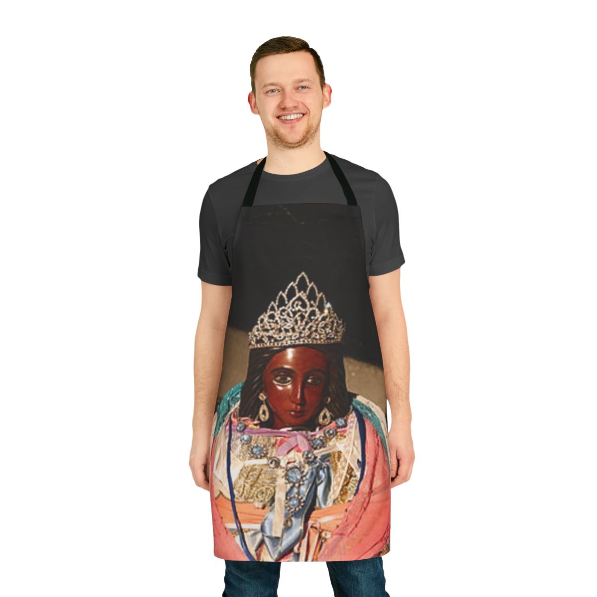 Colorful apron featuring the image of Saint Sarah