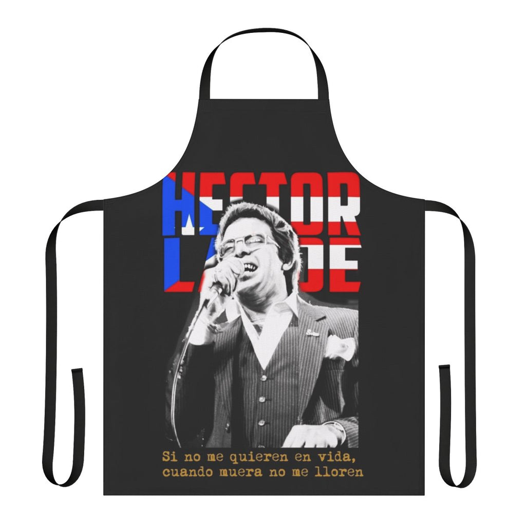 Salsa music themed apron with Hector Lavoe, Celia Cruz, and Jose Feliciano