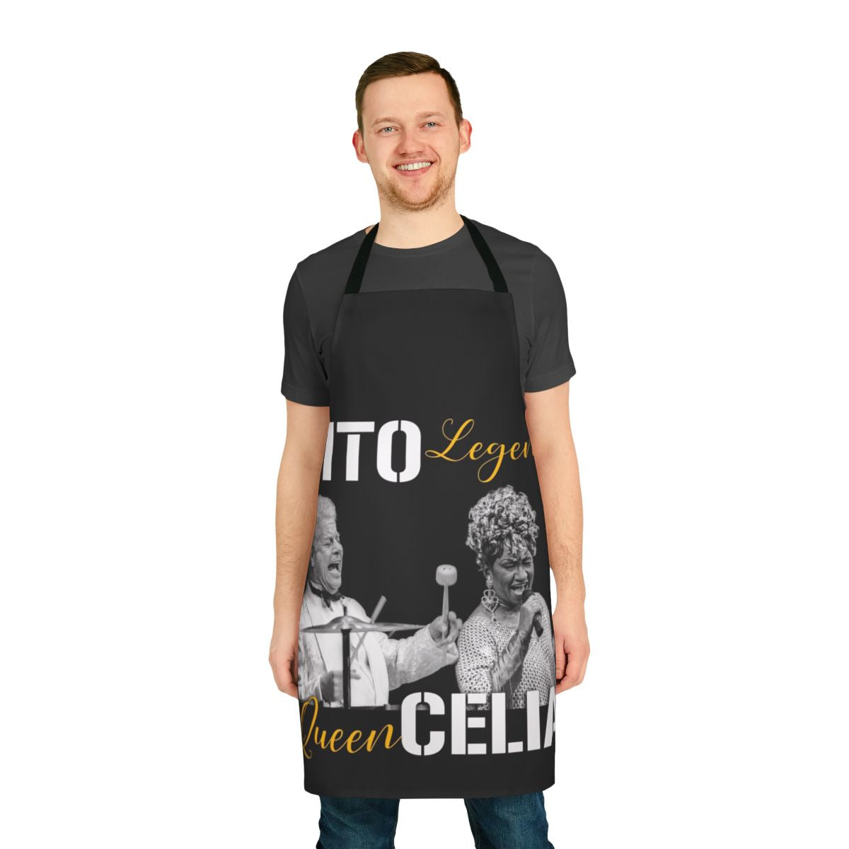 Salsa Music Lover's Apron Featuring Celia Cruz and Tito Puente