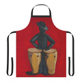 Colorful apron featuring a conga player and salsa music art