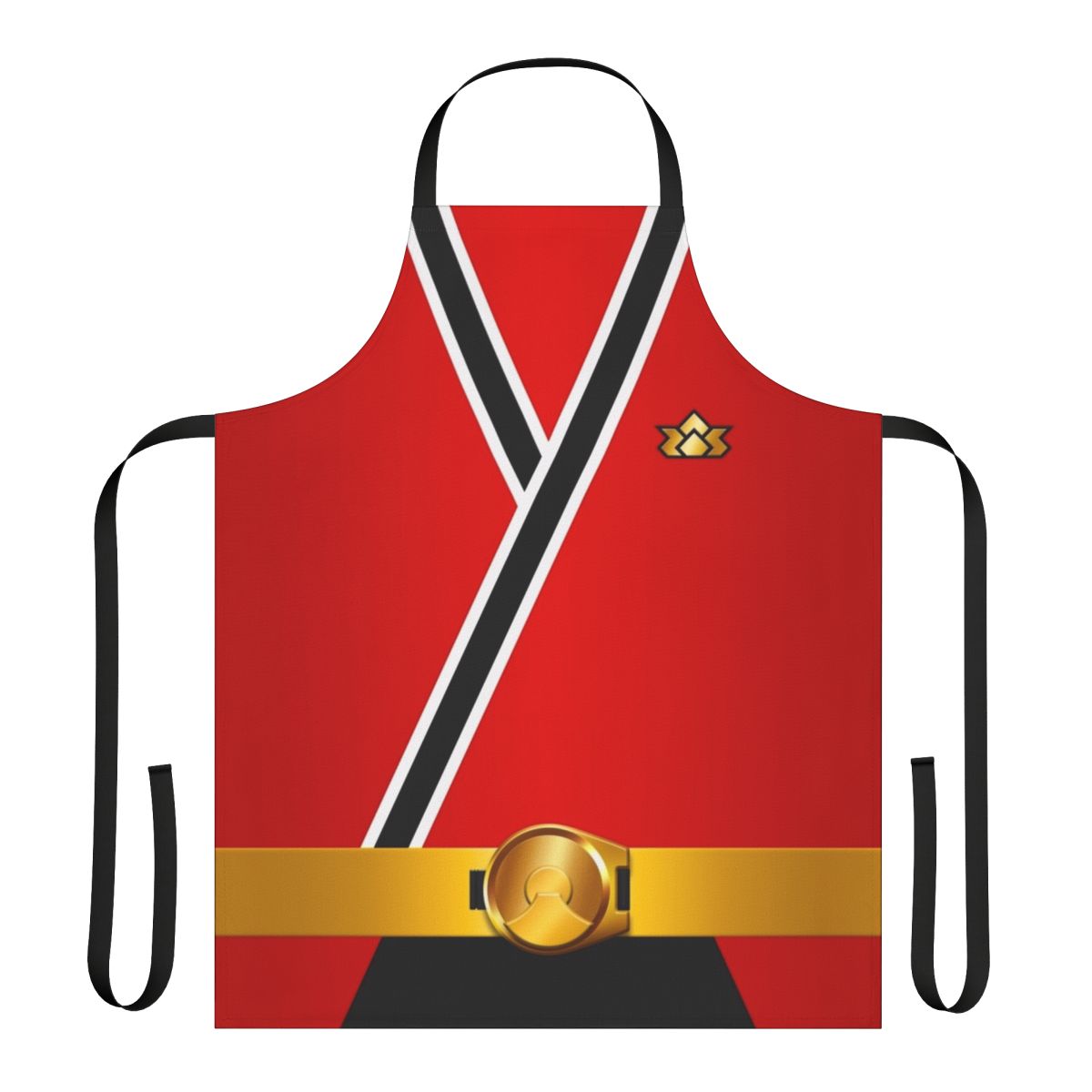 Stylish red apron with samurai-inspired design
