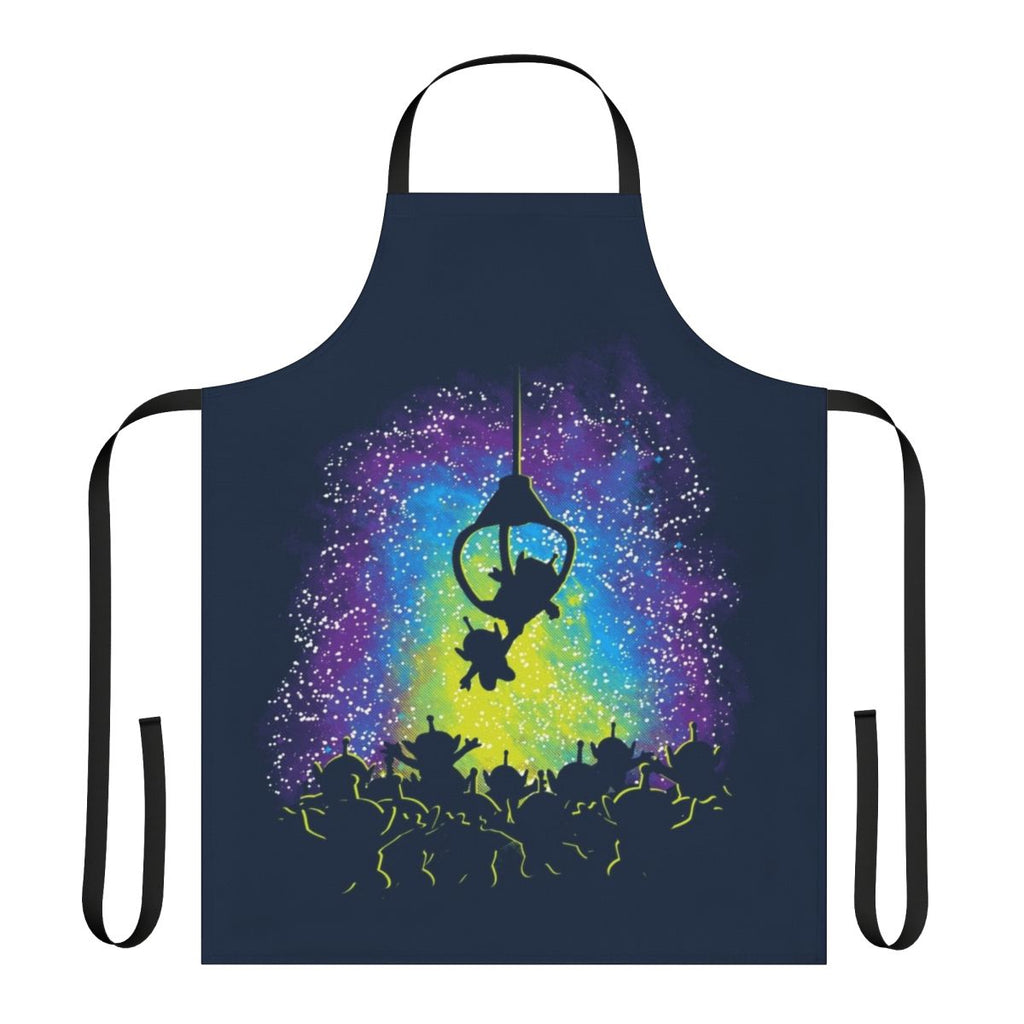 Colorful sci-fi inspired apron with a vibrant stars and space theme