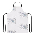 A colorful apron featuring a stylized shark design, perfect for cooking, crafting, or other wet activities near the water.