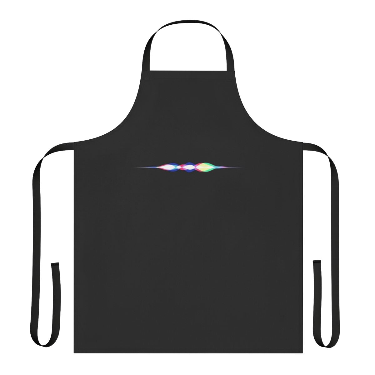 Multicolor kitchen apron with digital assistant speech bubble design