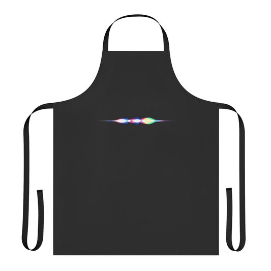 Multicolor kitchen apron with digital assistant speech bubble design