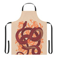 Colorful apron featuring a snake and botanical pattern