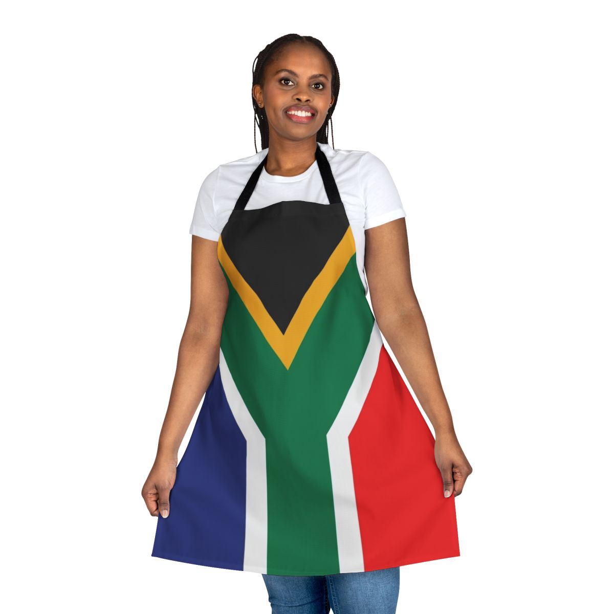 Colorful South Africa flag printed on a high-quality kitchen apron