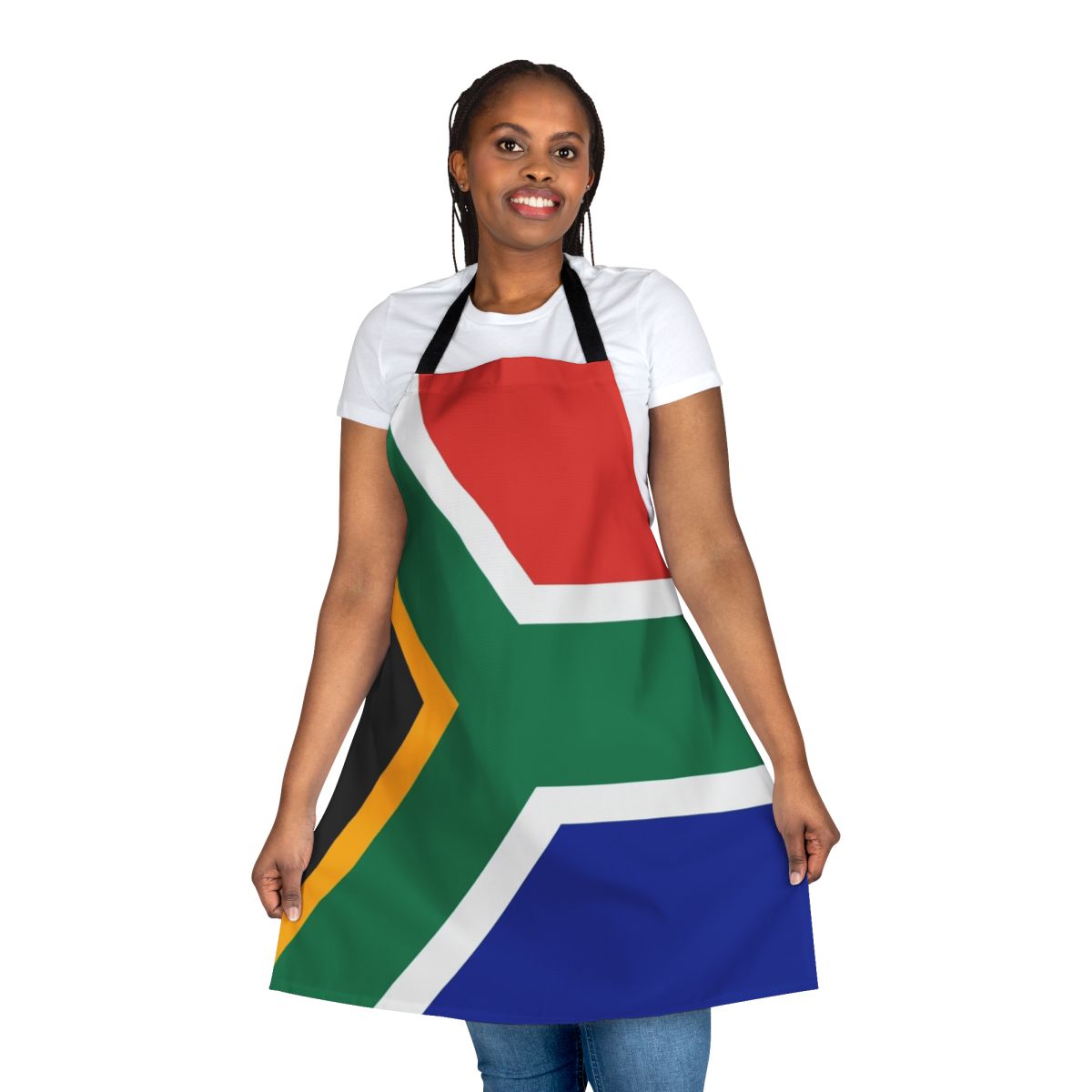 South Africa flag printed on a high-quality apron for the kitchen