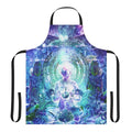 Vibrant, psychedelic-style apron with a space and nature-inspired design.