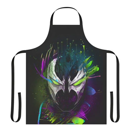 Colorful apron featuring a spawn-inspired disco design