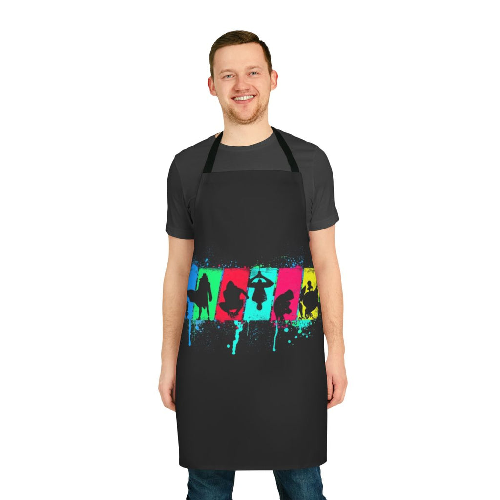 Apron featuring a neon spider-man silhouette design inspired by the Spider-Verse