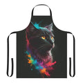 Colorful splash-patterned apron with a cute cat design