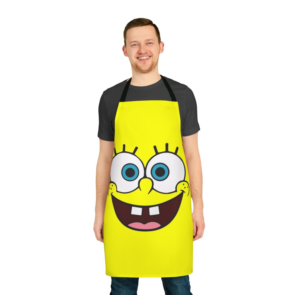 Colorful kitchen apron featuring the iconic Spongebob Squarepants cartoon character