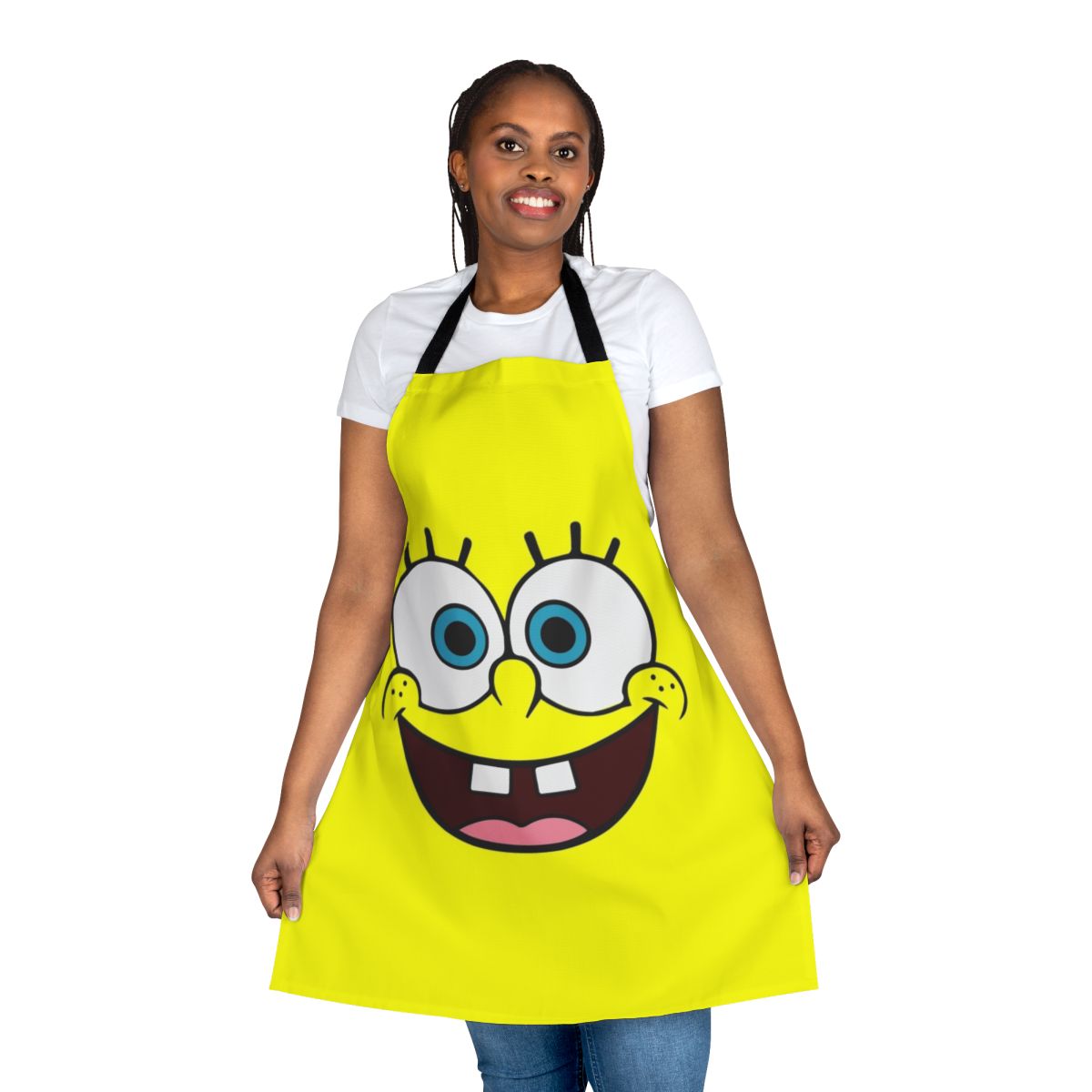 Colorful kitchen apron featuring the iconic Spongebob Squarepants cartoon character