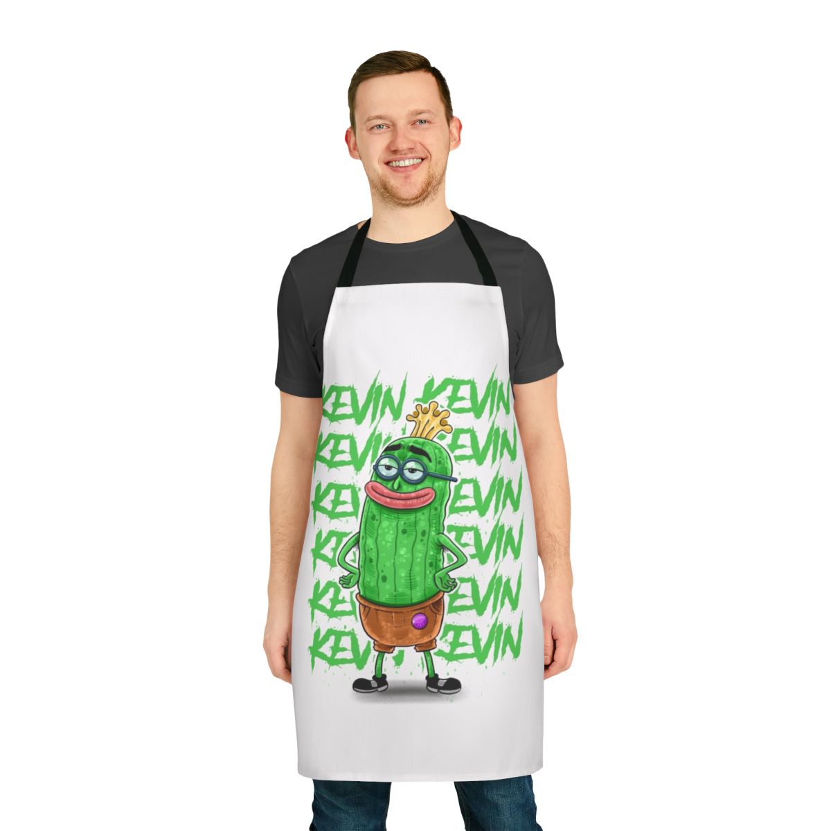 Colorful Spongebob-themed apron featuring the show's iconic characters