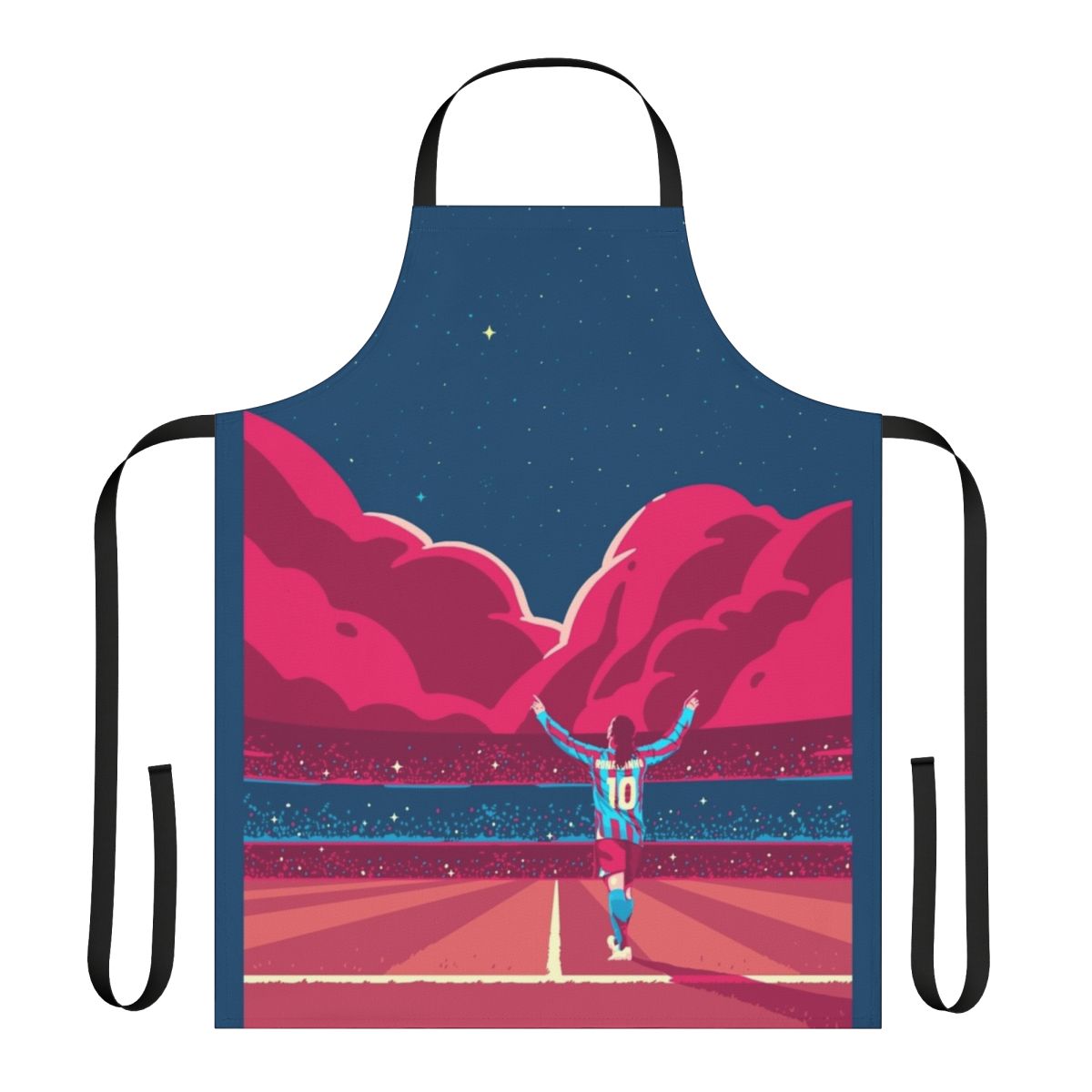 Colorful apron featuring Ronaldinho, the legendary Brazilian soccer player