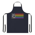 A colorful apron featuring a galaxy of lightsaber designs, perfect for Star Wars fans.