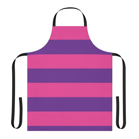 Colorful striped apron in shades of pink and purple