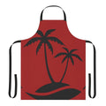 Colorful apron featuring a tropical coconut palm tree design, perfect for summer beach activities.