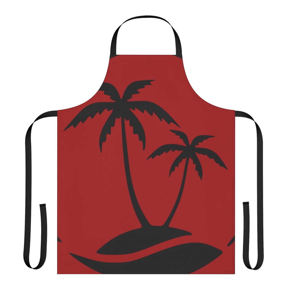 Colorful apron featuring a tropical coconut palm tree design, perfect for summer beach activities.