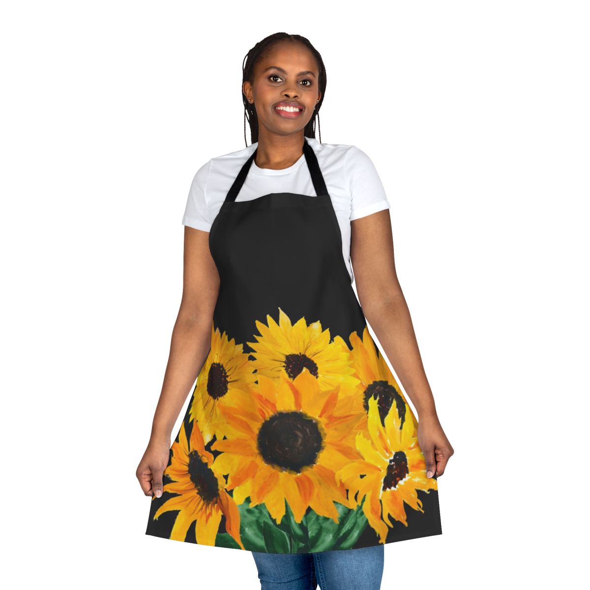 Sunflower bouquet apron with a vibrant, nature-inspired design