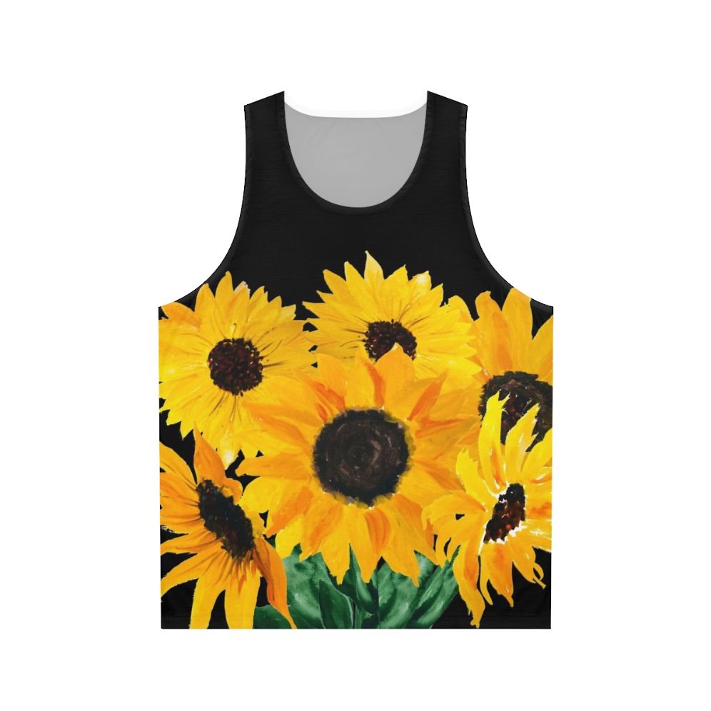 Painted sunflower bouquet unisex tank top