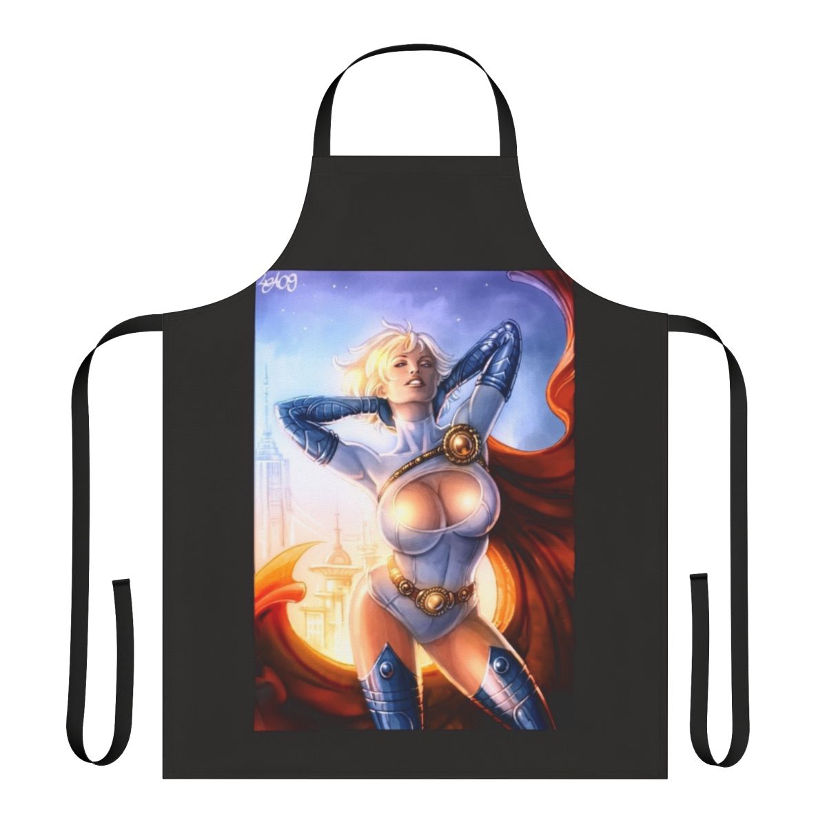 A colorful apron featuring a sunrise design, perfect for the stylish home chef.