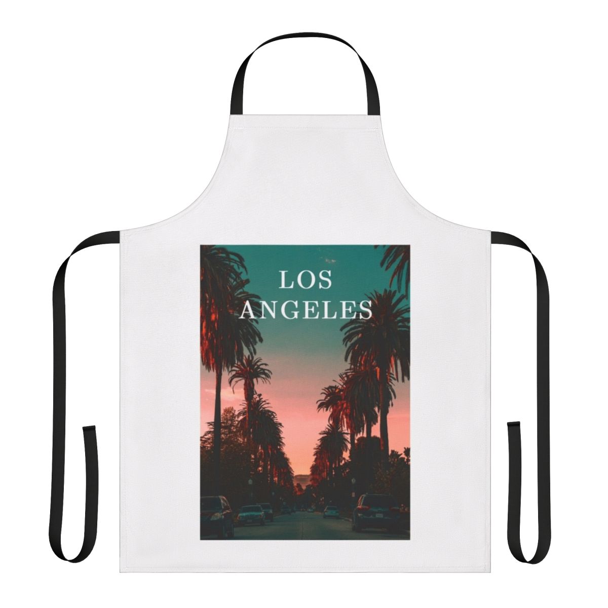 Apron featuring a scenic sunset over the skyline of Los Angeles, California.