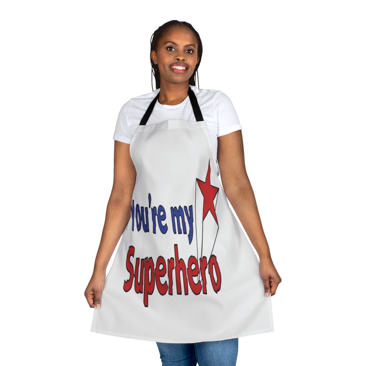 Superhero pop art design on a high-quality apron