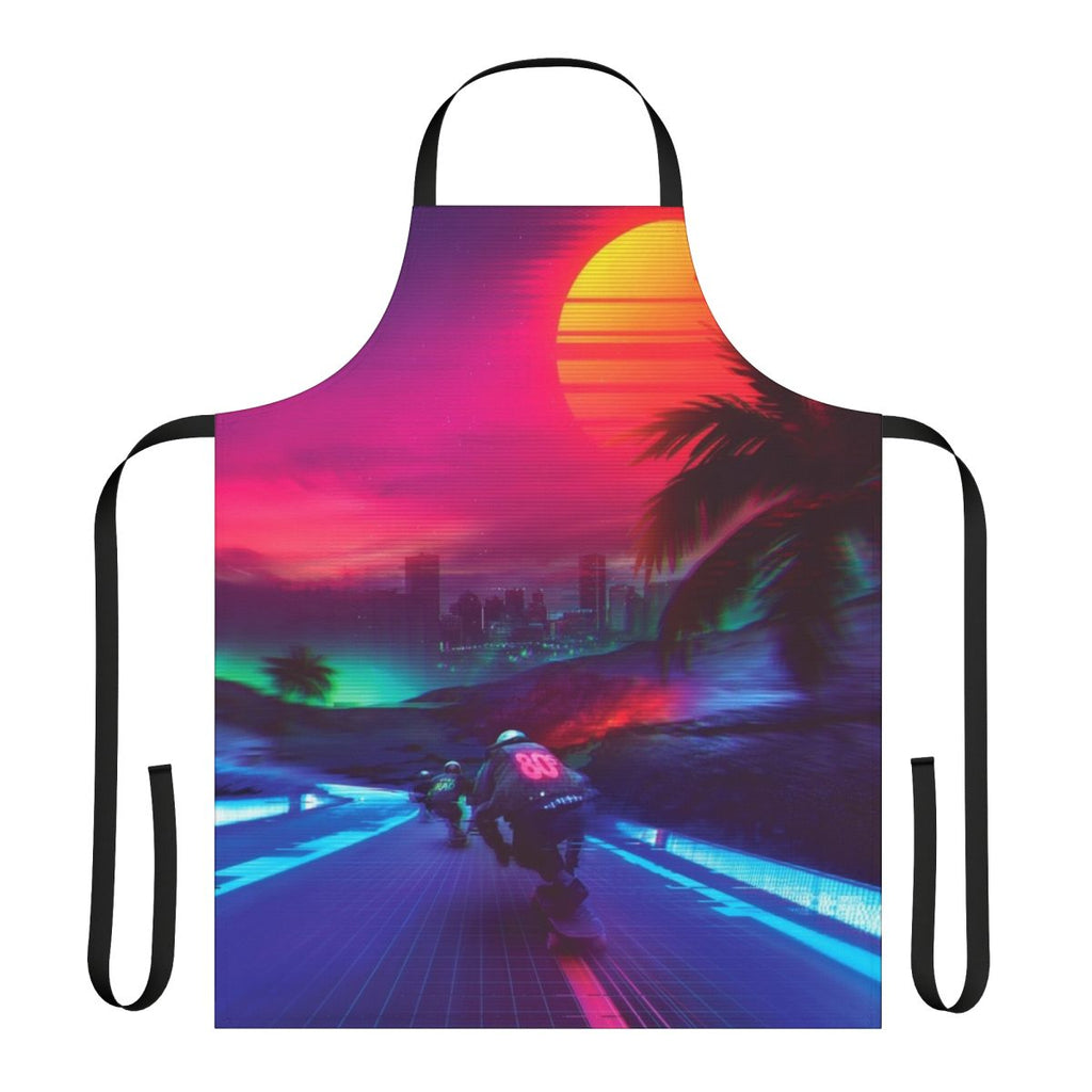 Synthwave-inspired apron with retro 80s and 90s design elements