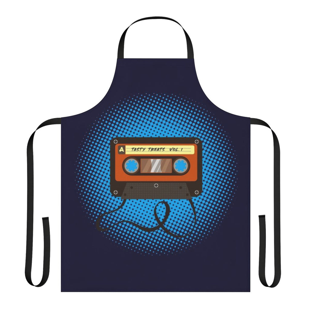 Vibrant multicolored halftone pattern apron with "Tasty Treats Vol 1" text