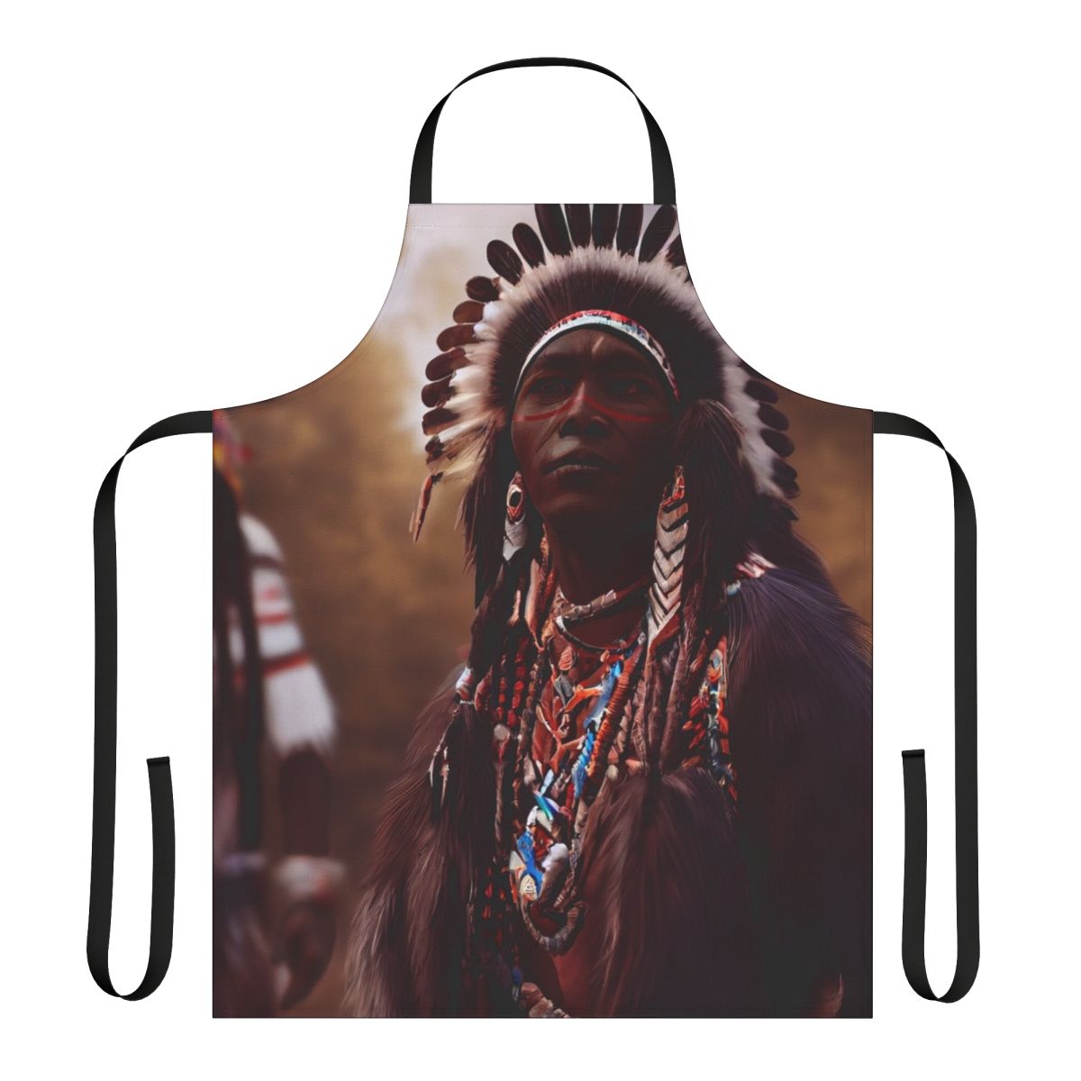 Colorful three chiefs-themed tribal apron with intricate native american art design