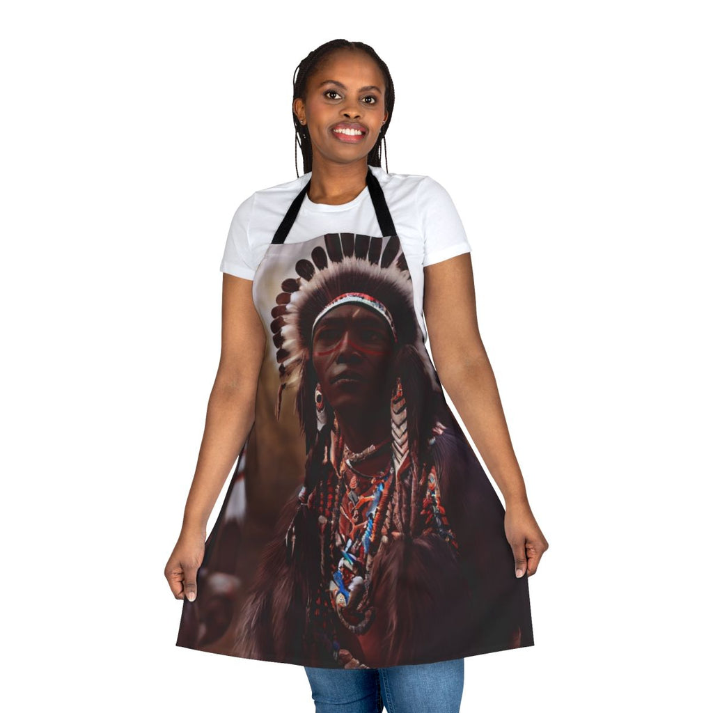 Colorful three chiefs-themed tribal apron with intricate native american art design