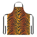 Tiger stripe print apron with bold orange and black pattern