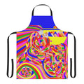 Colorful abstract time machine design on an apron