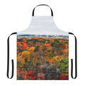 A colorful apron featuring a panoramic view of autumn foliage in Tokyo, Japan.