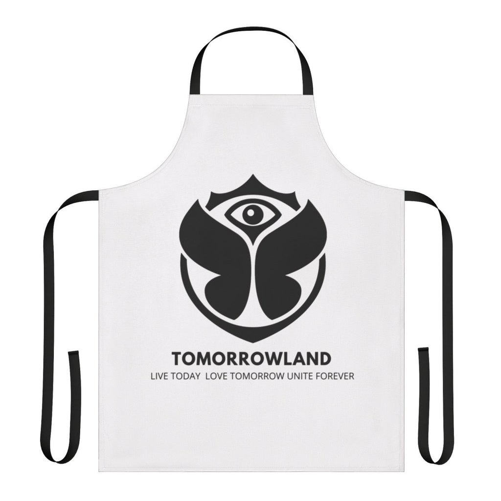 Tomorrowland-themed apron with colorful music-inspired design