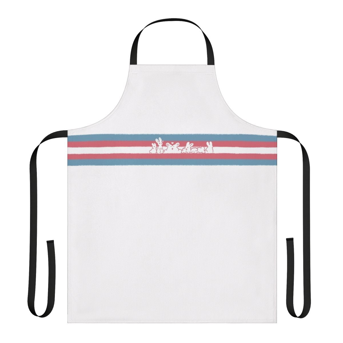Colorful transgender pride flag-themed apron with adorable rabbit design