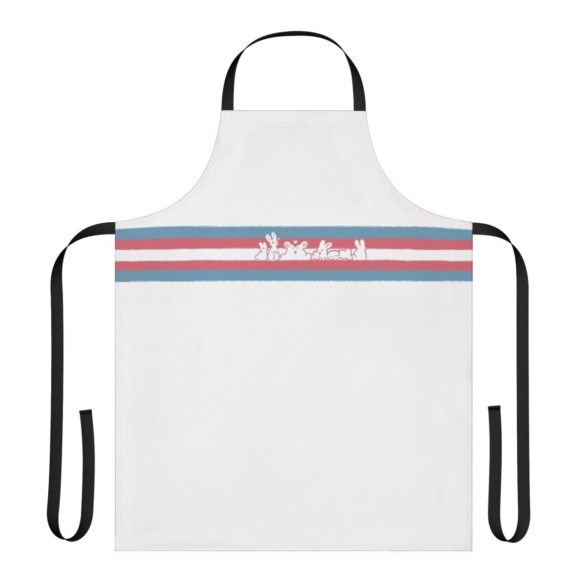 Colorful trans pride flag-inspired apron with a cute bunny design
