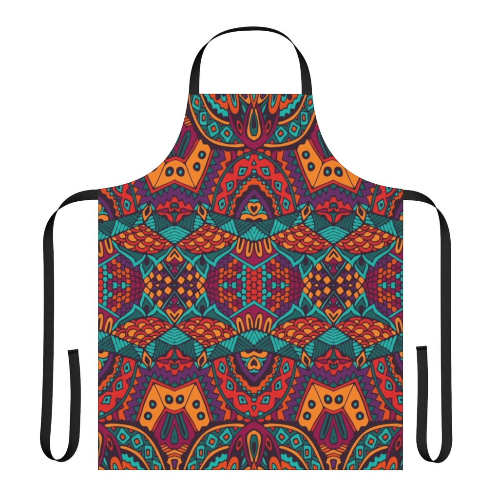 Colorful tribal vintage apron with intricate ethnic pattern design