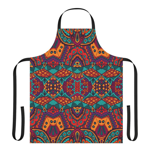 Colorful tribal vintage apron with intricate ethnic pattern design